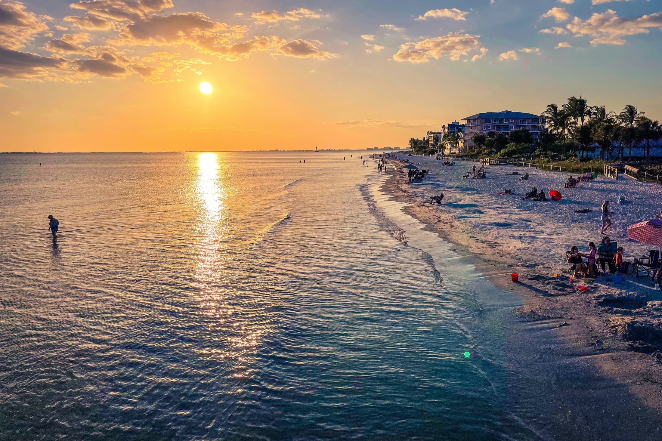 Sunset over the beach on Fort Myers Beach